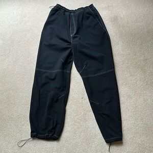 Zara, black parachute pants, with tightening bottoms and waist adjustment, L
